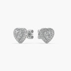 Guru Jewel's Attractive Heart Shaped Diamond Studded In Silver Earrings For Her