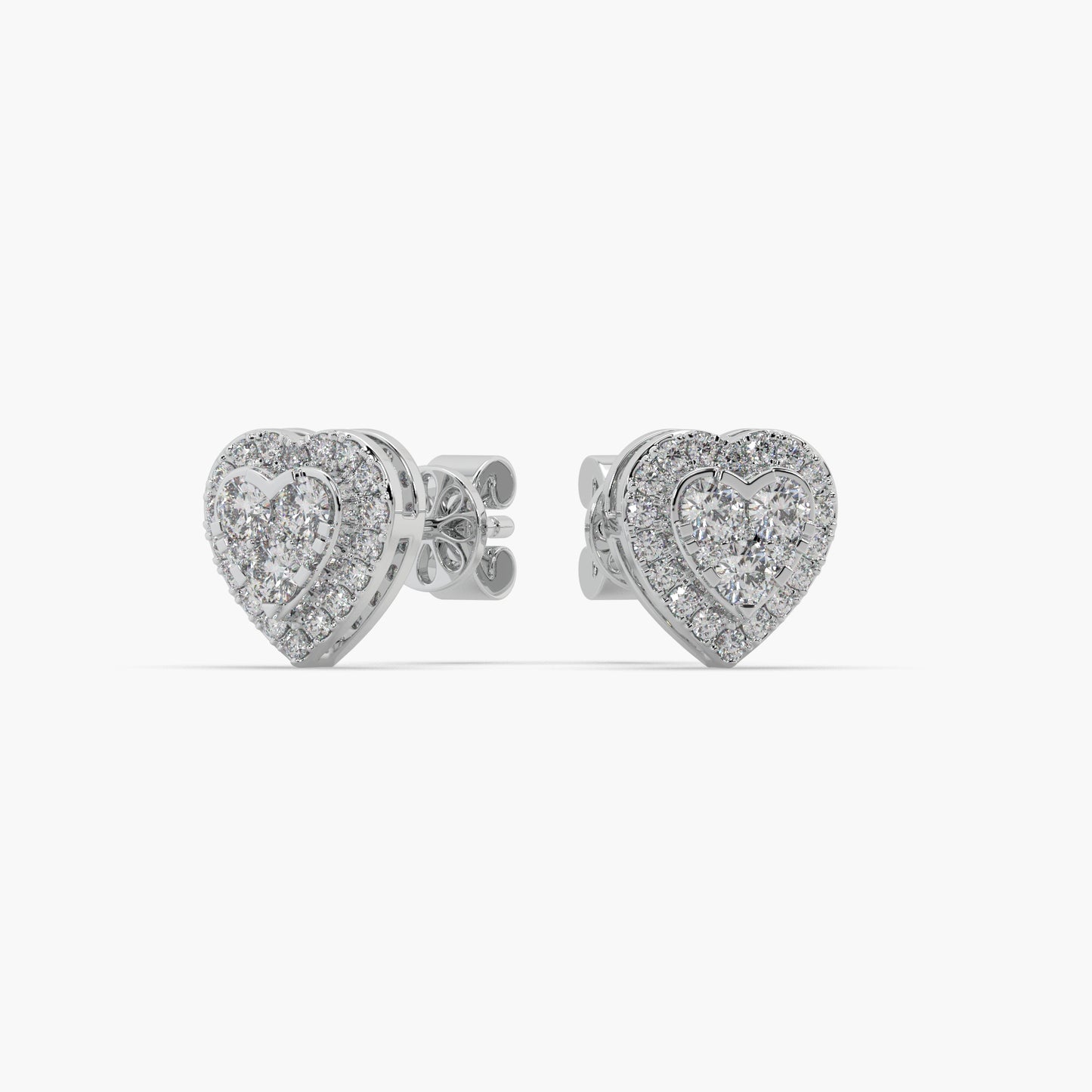 Guru Jewel's Attractive Heart Shaped Diamond Studded In Silver Earrings For Her
