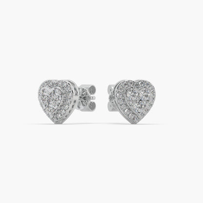 Guru Jewel's Attractive Heart Shaped Diamond Studded In Silver Earrings For Her