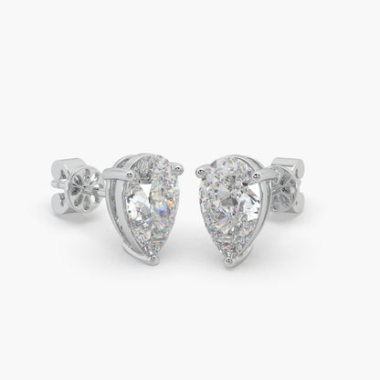Guru Jewel's Pear Shaped Fancy Solitaire Studded In Silver Exclusive Earrings For Her