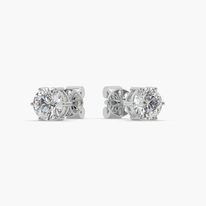 Guru Jewel's Round Solitaire Diamond Studded In Silver Stud Earrings For Her