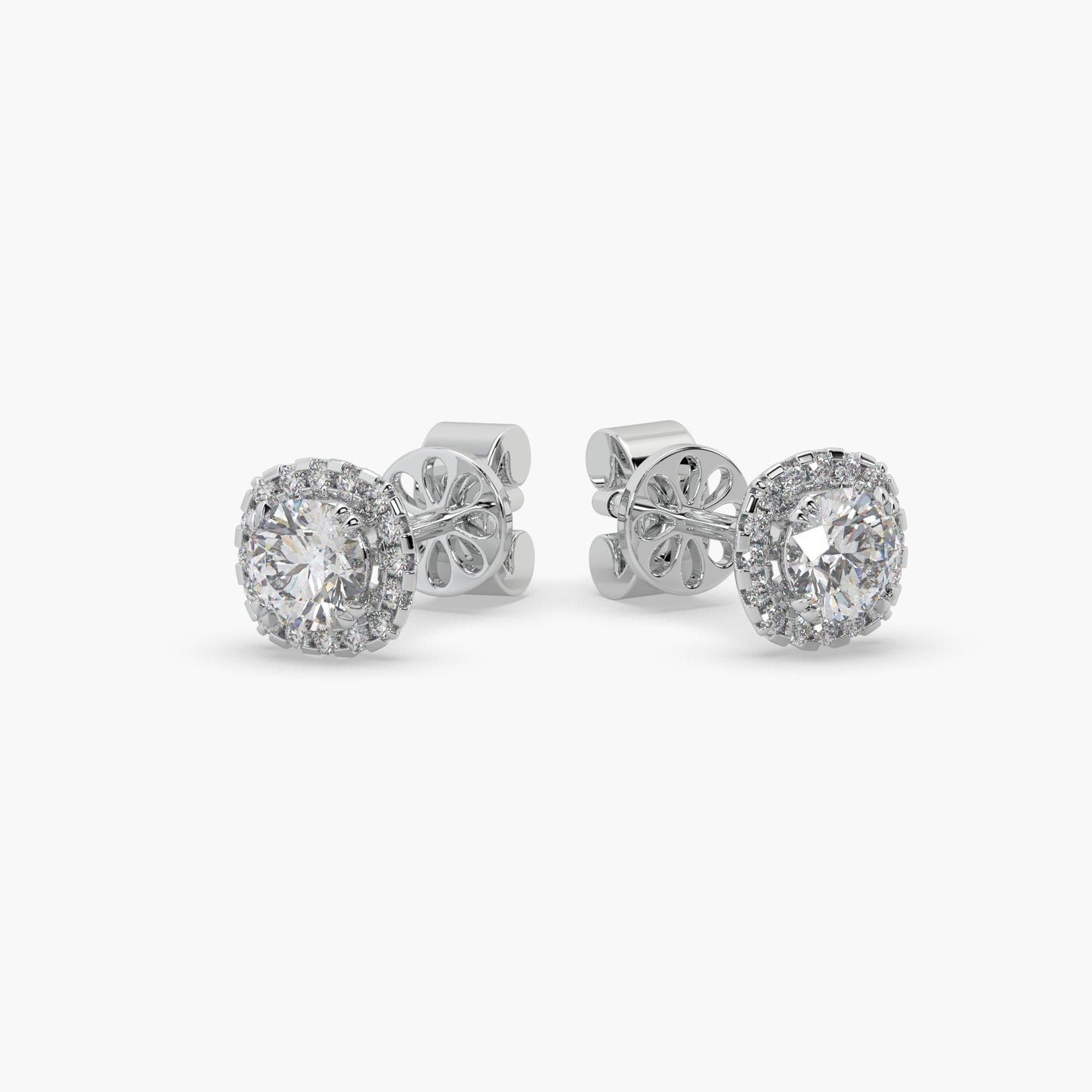 Guru Jewel's Round Solitaire Diamond Studded In Silver Fascinating Earrings For Her