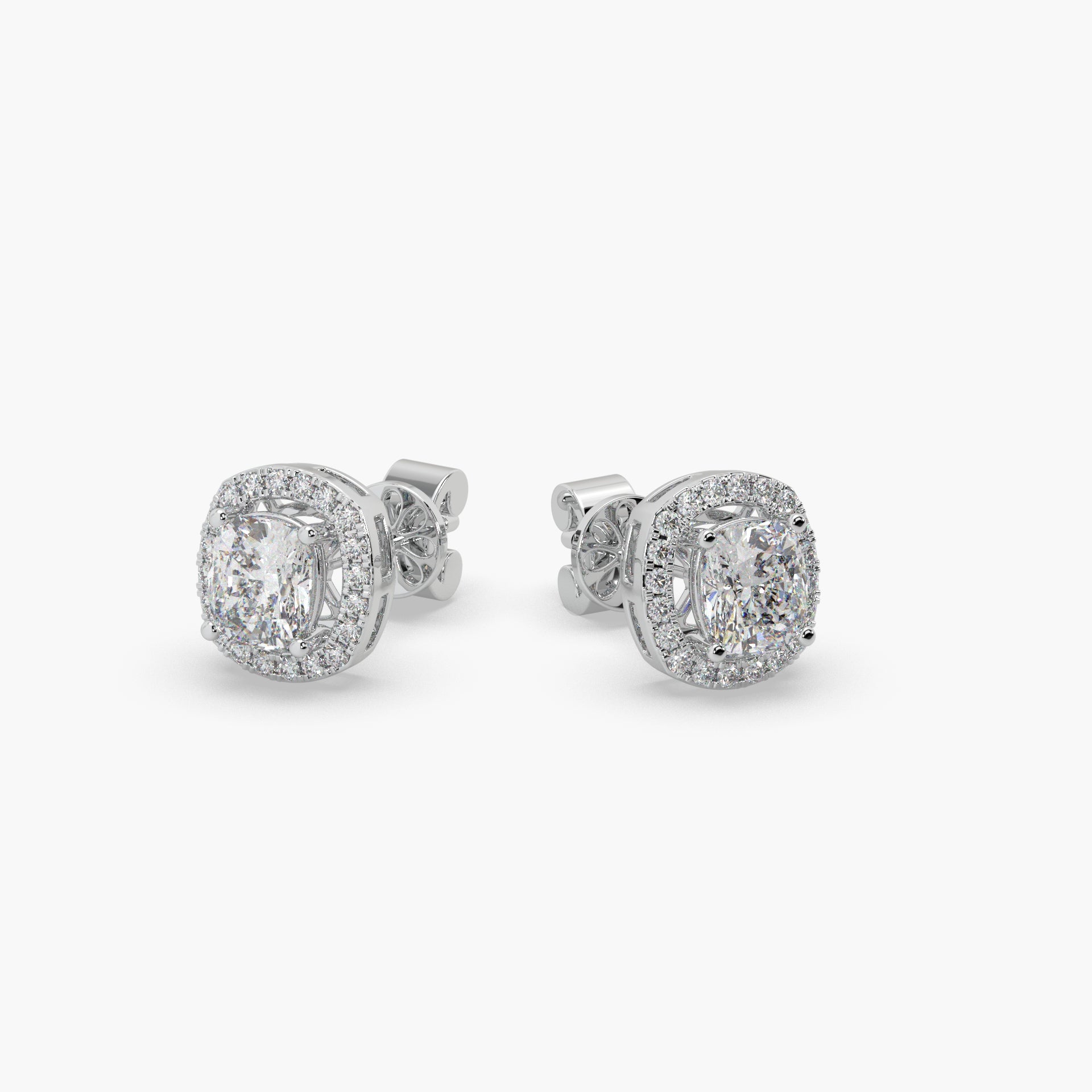 Guru Jewel's Fancy Cushion Shaped Diamond Studded Silver Earrings For Her