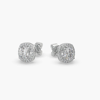Guru Jewel's Fancy Cushion Shaped Diamond Studded Silver Earrings For Her