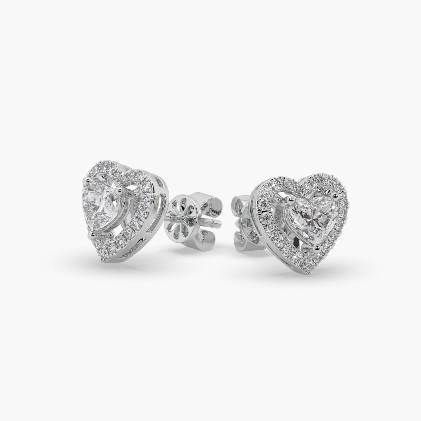 Guru Jewel's Heart Shaped Fancy Diamond Studded Alluring Silver Earrings For Her