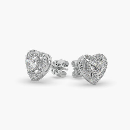 Guru Jewel's Heart Shaped Fancy Diamond Studded Alluring Silver Earrings For Her