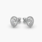 Guru Jewel's Pear Shaped Fancy Diamond Studded Impressive Silver Earrings For Her