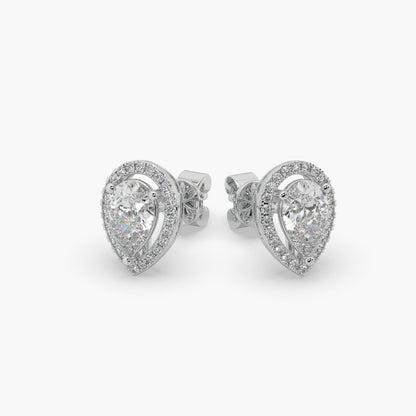 Guru Jewel's Pear Shaped Fancy Diamond Studded Impressive Silver Earrings For Her