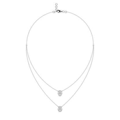 Guru Jewel's Fancy Diamond Studded Captivating Silver 2 Line Pendent For Her