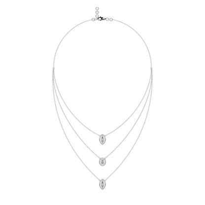 Guru Jewel's Fancy Diamond Studded Exclusive 3 Line Silver Pendent For Her