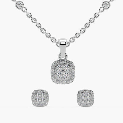 Guru Jewel's Diamond Studded Silver Pendant Set For Her