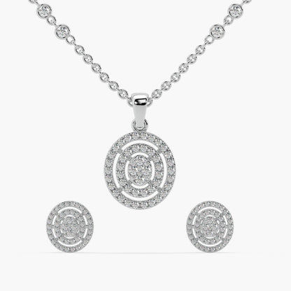 Guru Jewel's Diamond Studded Exclusive Silver Pendant Set For Her