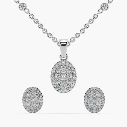 Guru Jewel's Round Diamond Studded Fascinating Silver Pendant Set For Her
