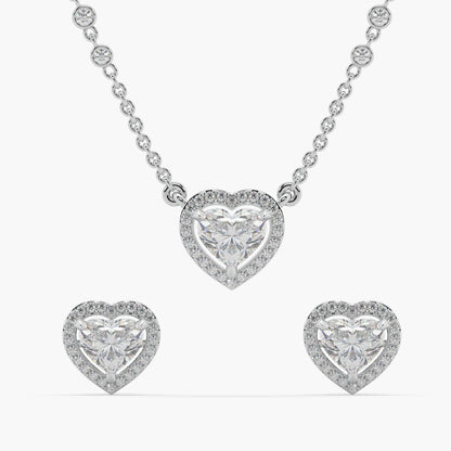 Guru Jewel's Fancy Heart Shaped Solitaire Diamond Studded Silver Pendant Set For Her