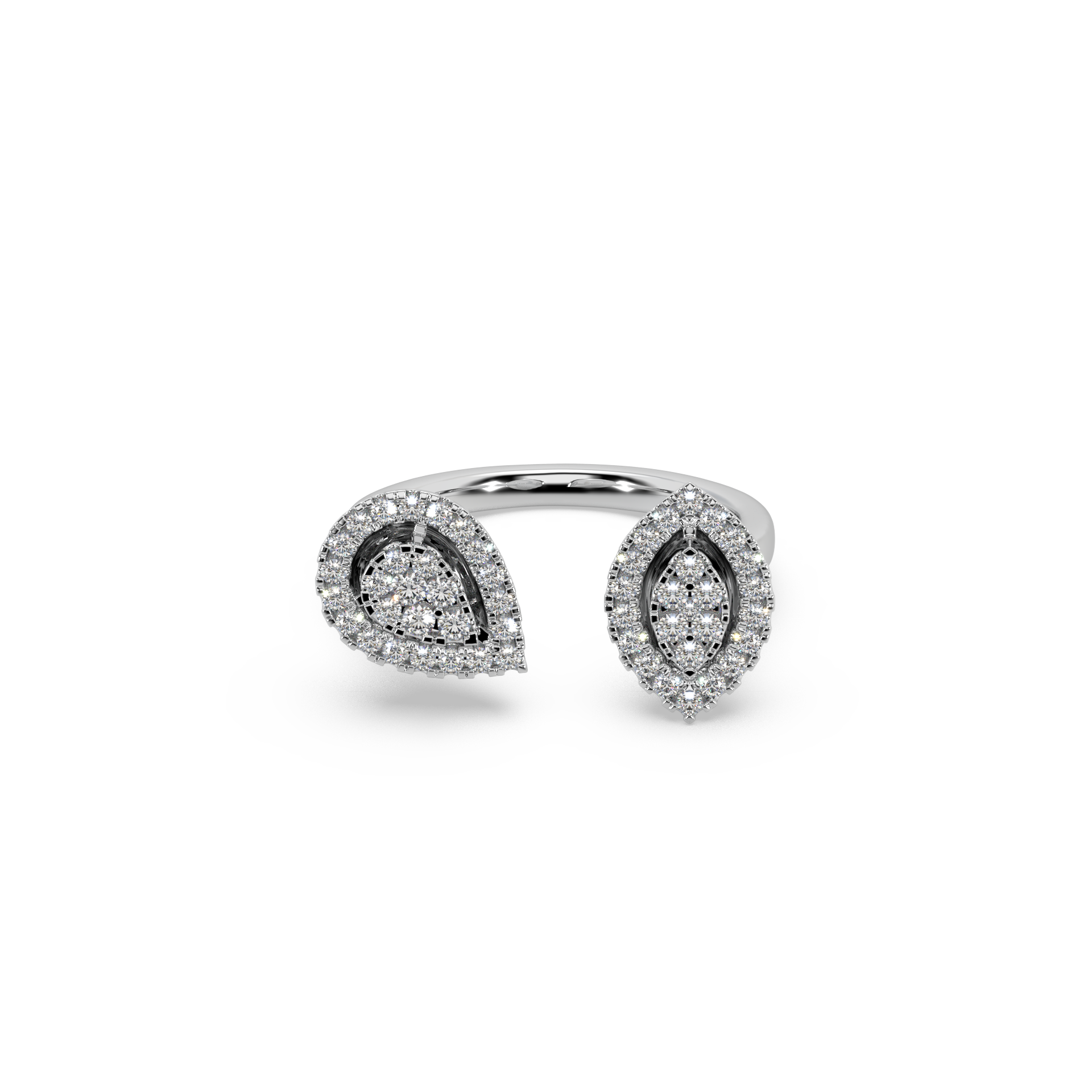 Attractive Twin Style 925 Silver And Diamond Studded Ladies Ring For Her
