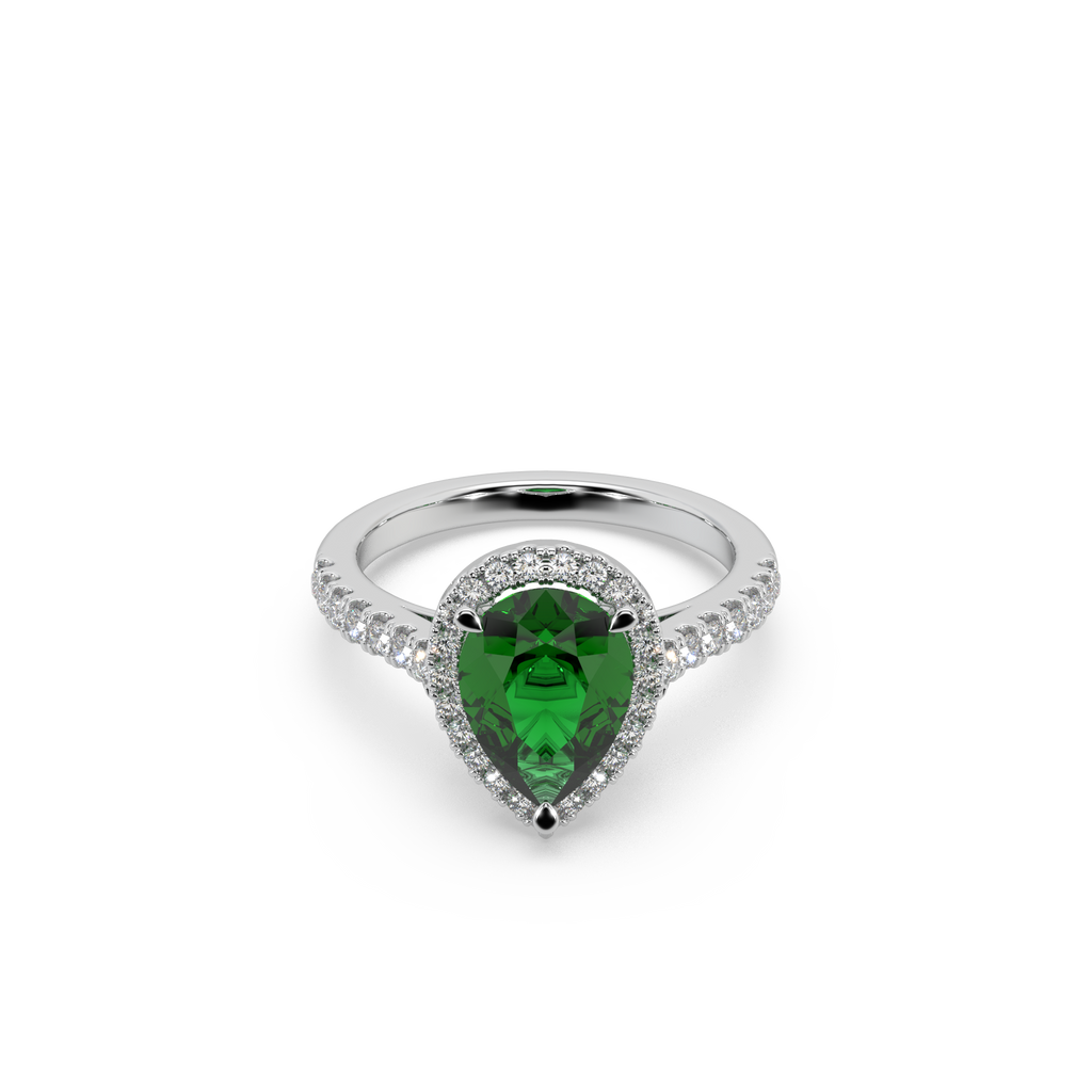 Beautifull 925 Silver And Diamond Green Stone Studded Ladies Ring For Her