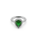 Beautifull 925 Silver And Diamond Green Stone Studded Ladies Ring For Her