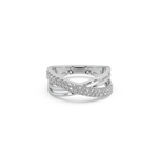 Attractive Round Diamond Studded Silver Ring For Her