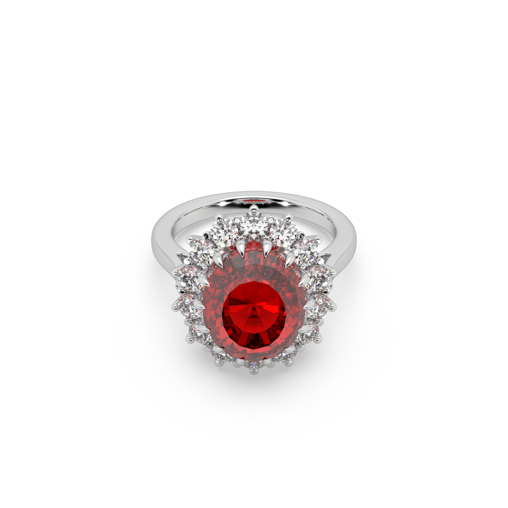 925 Silver Red Stone Ladies Ring For Her