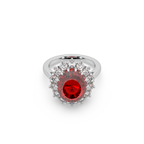 925 Silver Red Stone Ladies Ring For Her