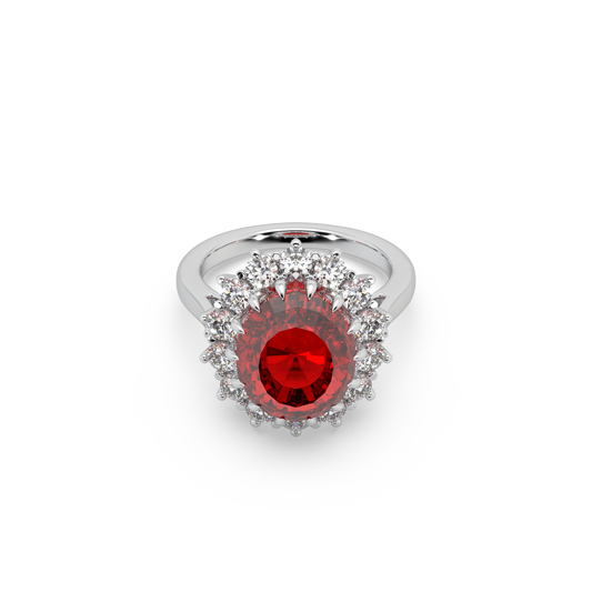 925 Silver Red Stone Ladies Ring For Her