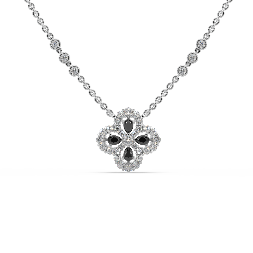 Fascinating 925 Silver And Round Diamond And Black Stone Studded Only Pendent