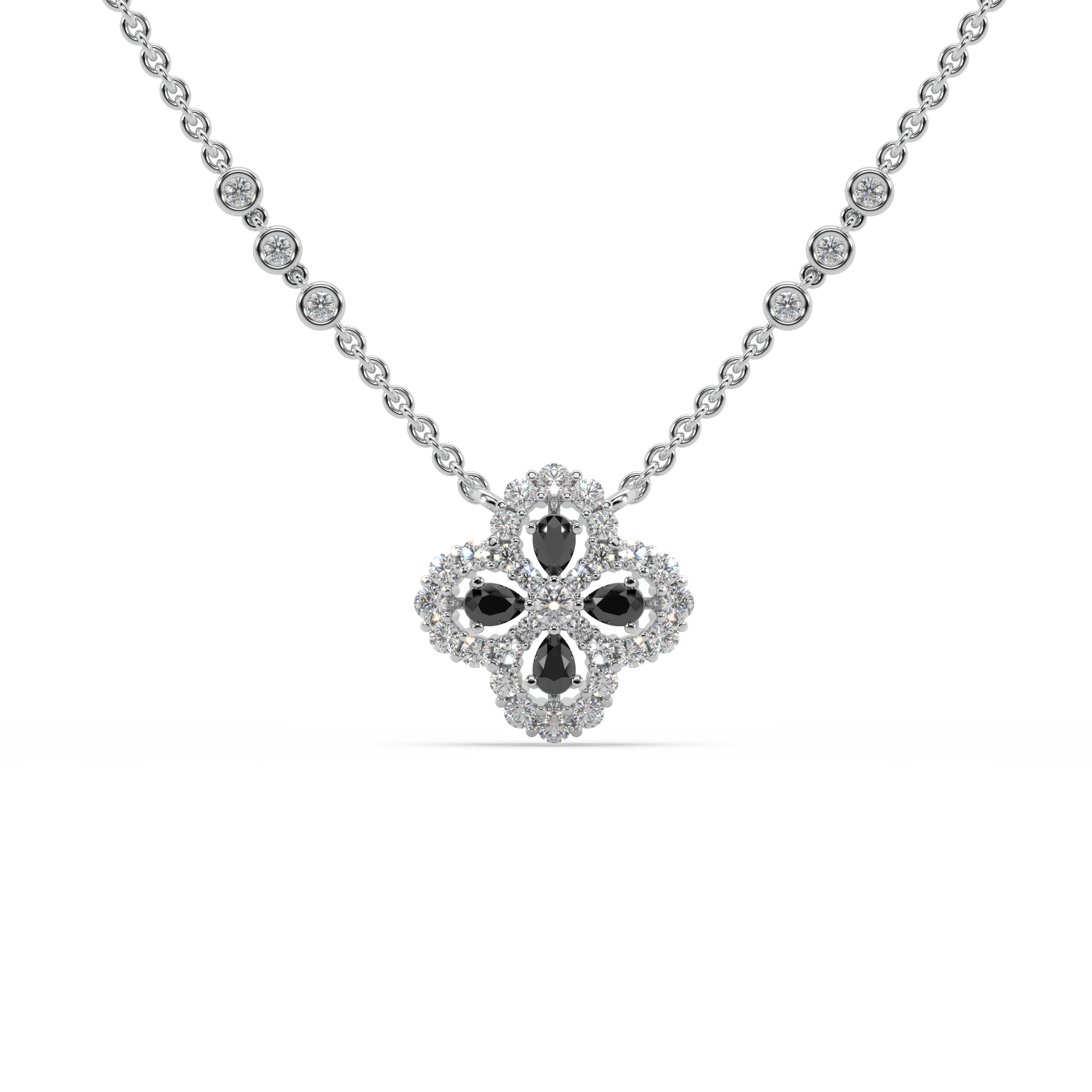Fascinating 925 Silver And Round Diamond And Black Stone Studded Only Pendent