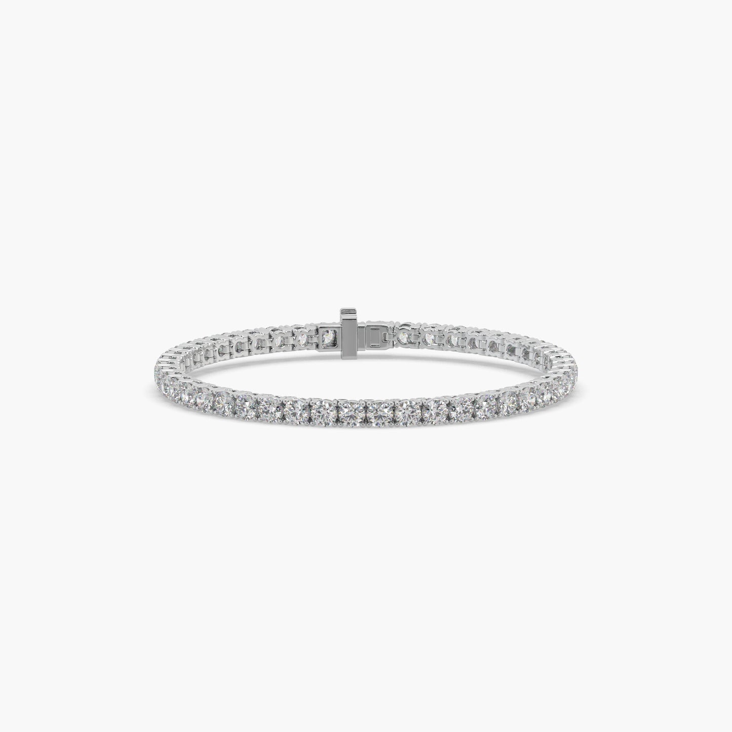 Guru Jewel's Attractive 3.80 MM Round Solitaire Diamond Studded Silver Tennis Bracelet