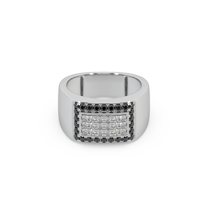 Guru Jewel's Round Diamond And Black Stone Studded Ring For Him