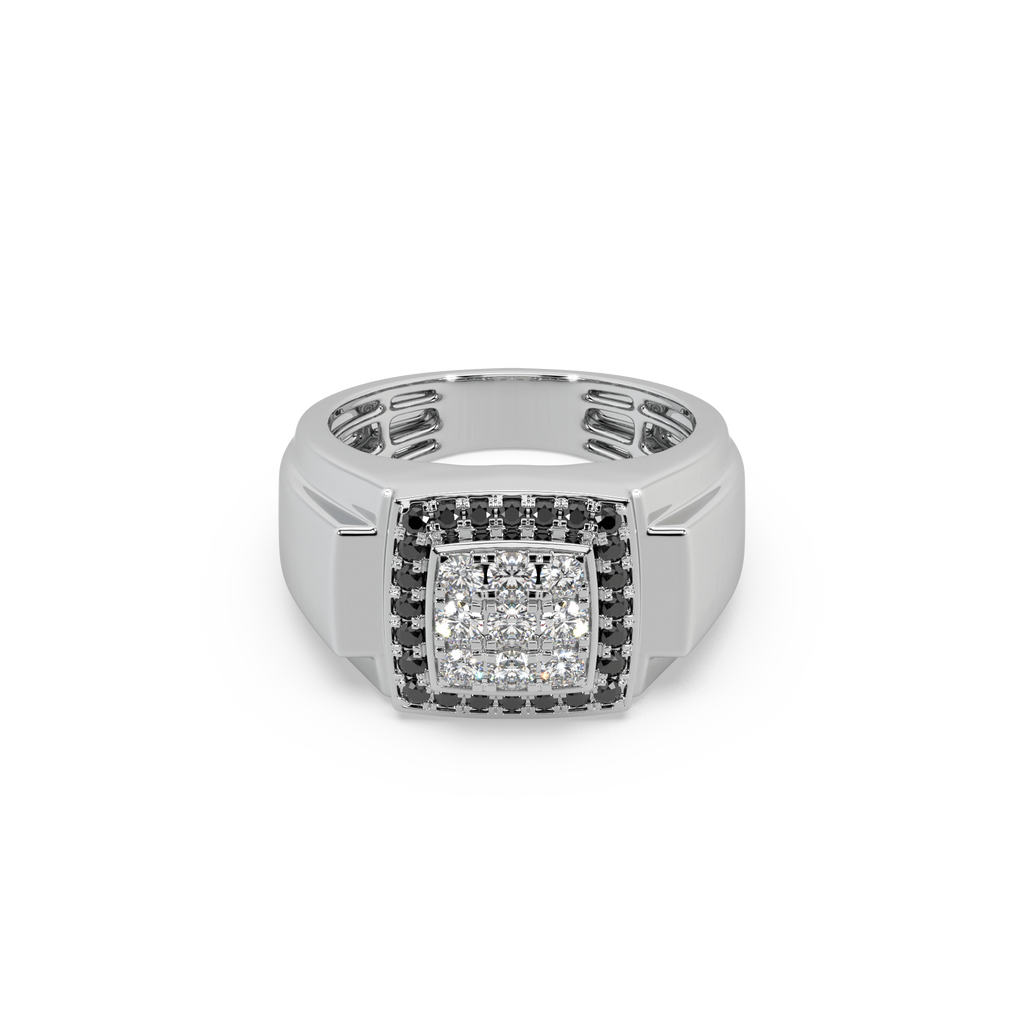Black Diamond 925 Silver With Diamond Studded Gents Ring For Him