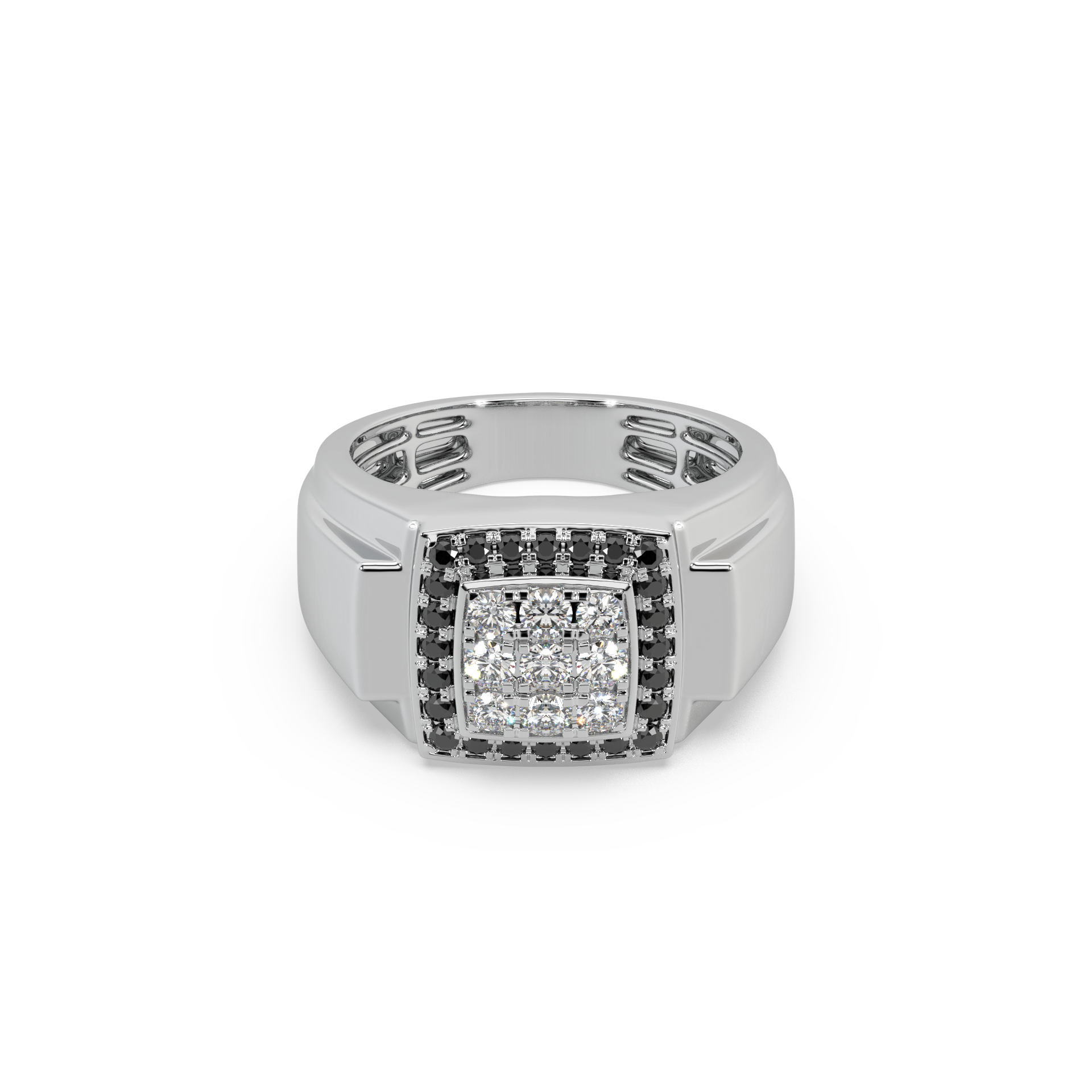 Black Diamond 925 Silver With Diamond Studded Gents Ring For Him