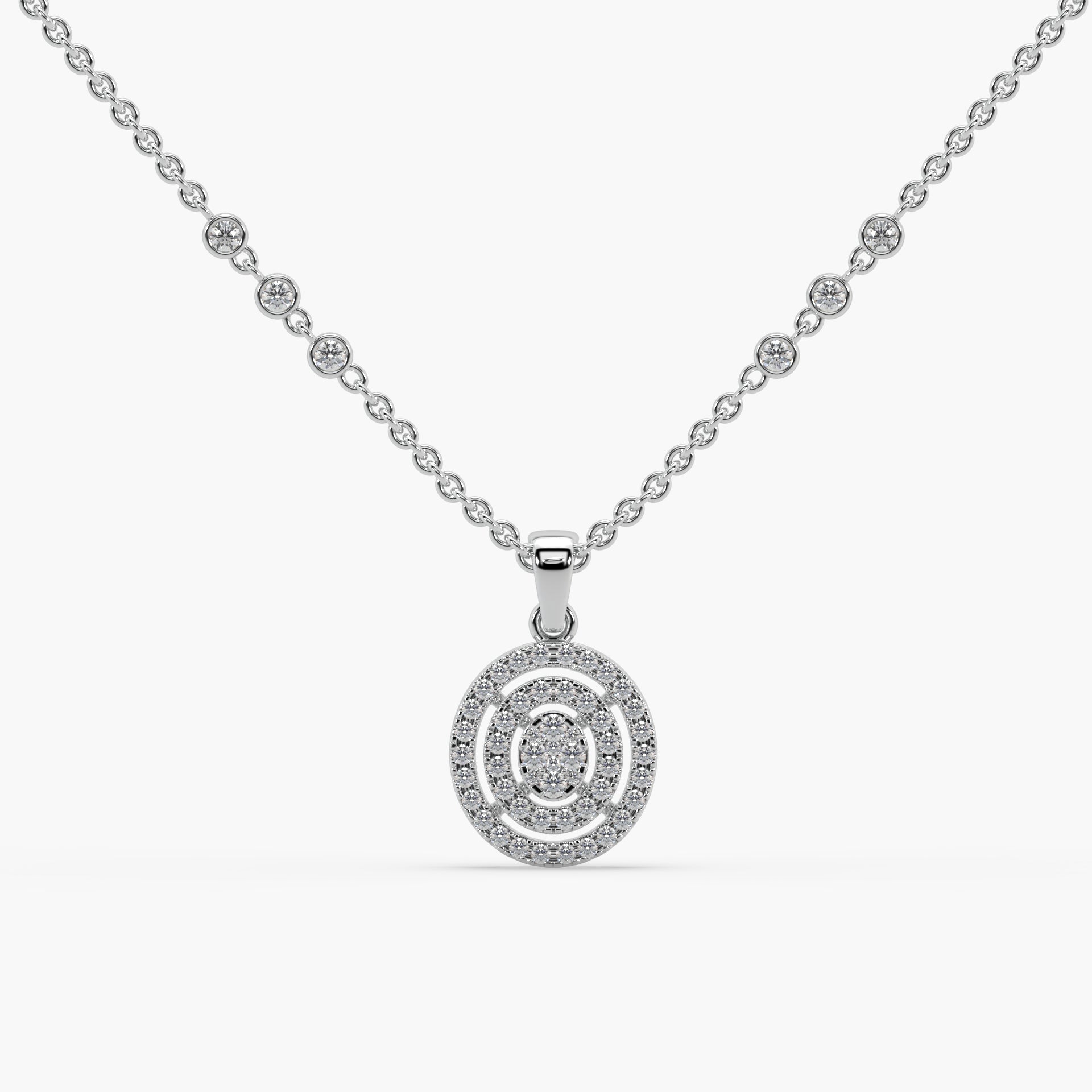 Guru Jewel's Prepossessing Diamond Studded Silver Only Pendent For Her