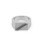 Unique Black Diamond 925 Silver And Round Diamond Studded Gents Ring For Him
