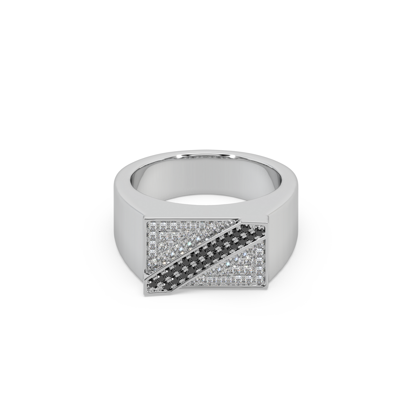 Unique Black Diamond 925 Silver And Round Diamond Studded Gents Ring For Him