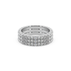 Glamorous 3 Band 925 Silver And Round Diamond Studded Ladies Ring For Her