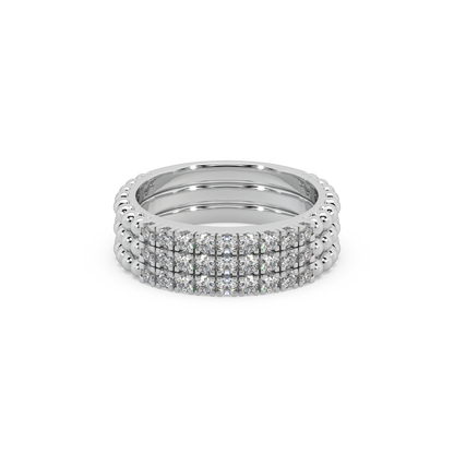 Glamorous 3 Band 925 Silver Moissanite Studded Ladies Ring For Her