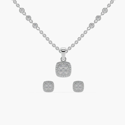 Guru Jewel's Diamond Studded Silver Pendant Set For Her