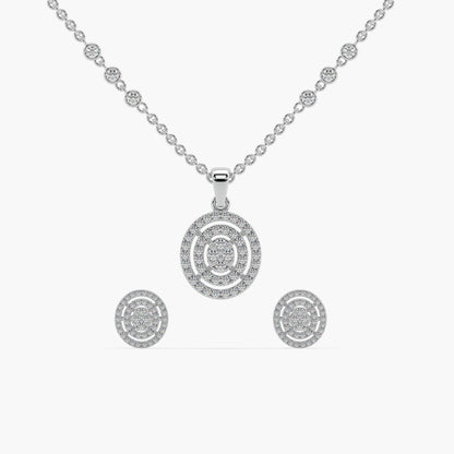 Guru Jewel's Diamond Studded Exclusive Silver Pendant Set For Her
