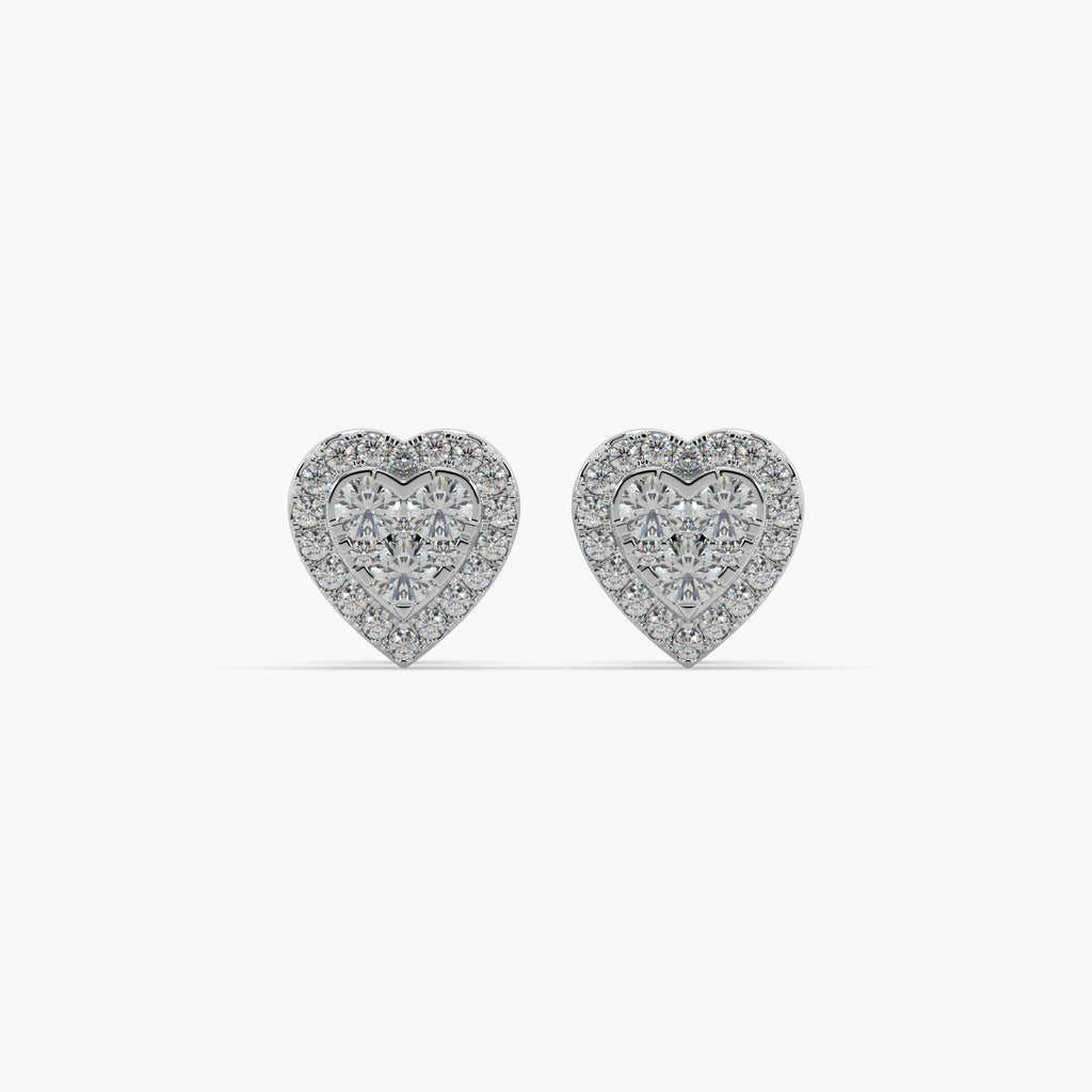 Guru Jewel's Attractive Heart Shaped Diamond Studded In Silver Earrings For Her