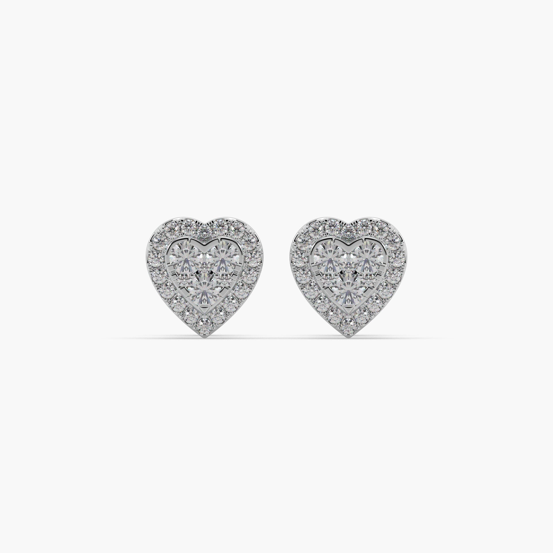 Guru Jewel's Attractive Heart Shaped Diamond Studded In Silver Earrings For Her