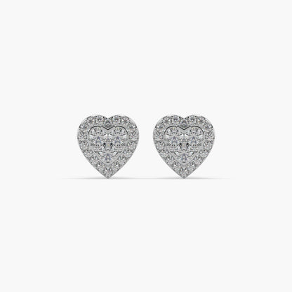 Guru Jewel's Attractive Heart Shaped Diamond Studded In Silver Earrings For Her