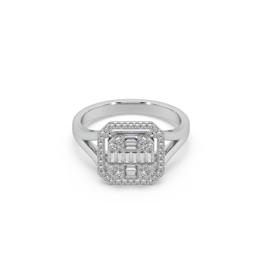 Wonderful 925 Silver And Round Diamond Studded Ladies Ring For Her
