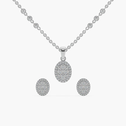 Guru Jewel's Round Diamond Studded Fascinating Silver Pendant Set For Her