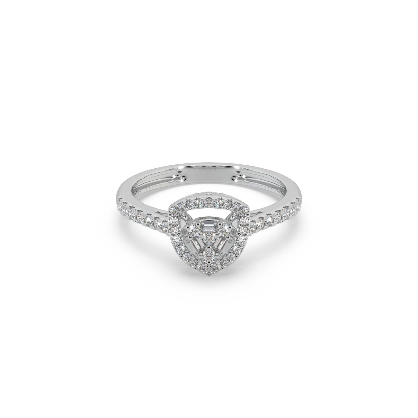 Guru Jewel's Round Diamond Studded Astonishing Silver Ring For Her