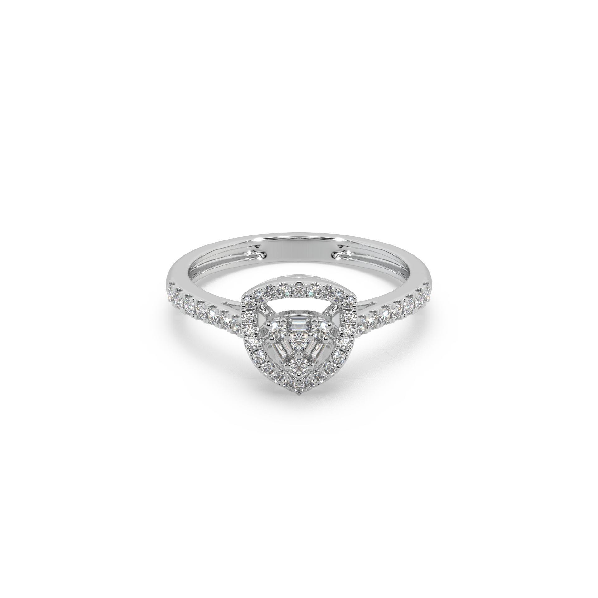 Guru Jewel's Round Diamond Studded Astonishing Silver Ring For her