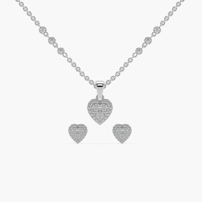 Guru Jewel's Astonishing Round Diamond Studded Silver Pendant Set For Her
