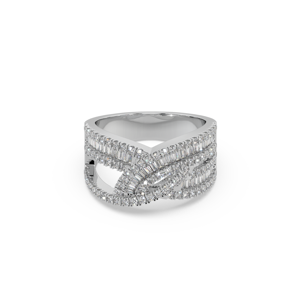 Exclusive Channel-Set Bugette 925 Silver And Diamond Studded Ladies Ring For Her