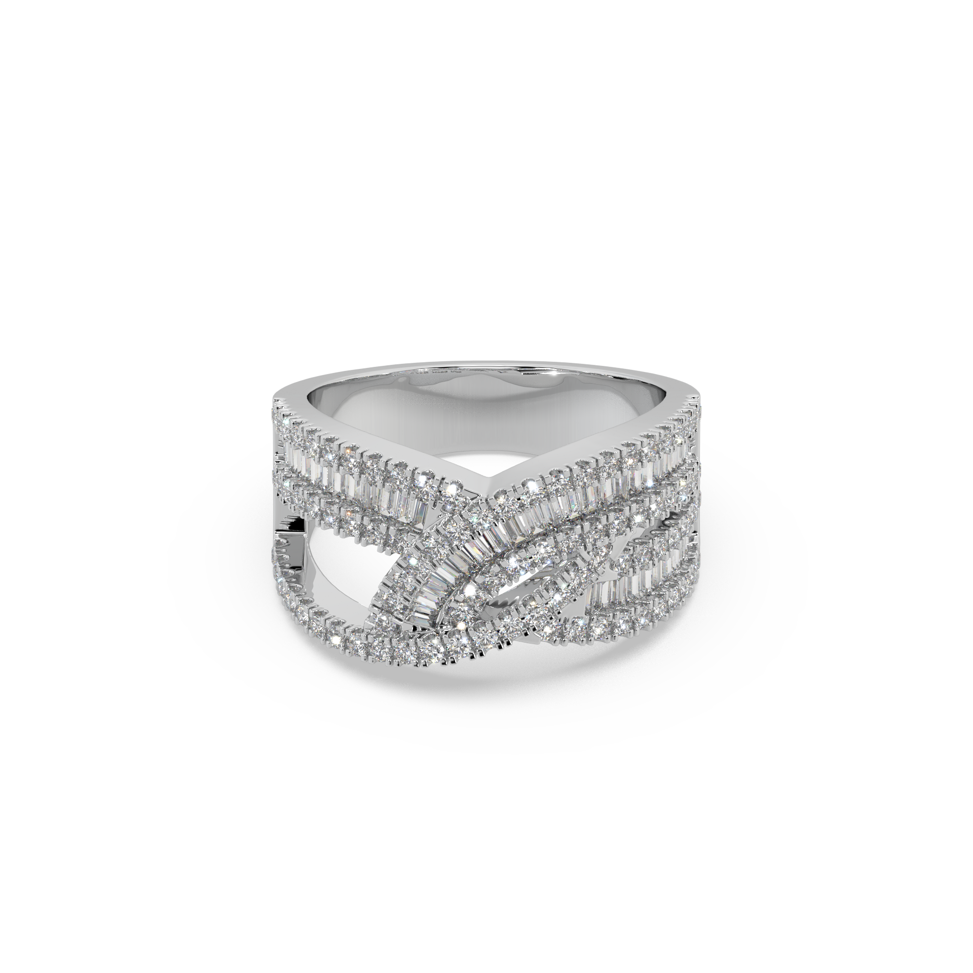 Exclusive Channel-Set Bugette 925 Silver And Diamond Studded Ladies Ring For Her