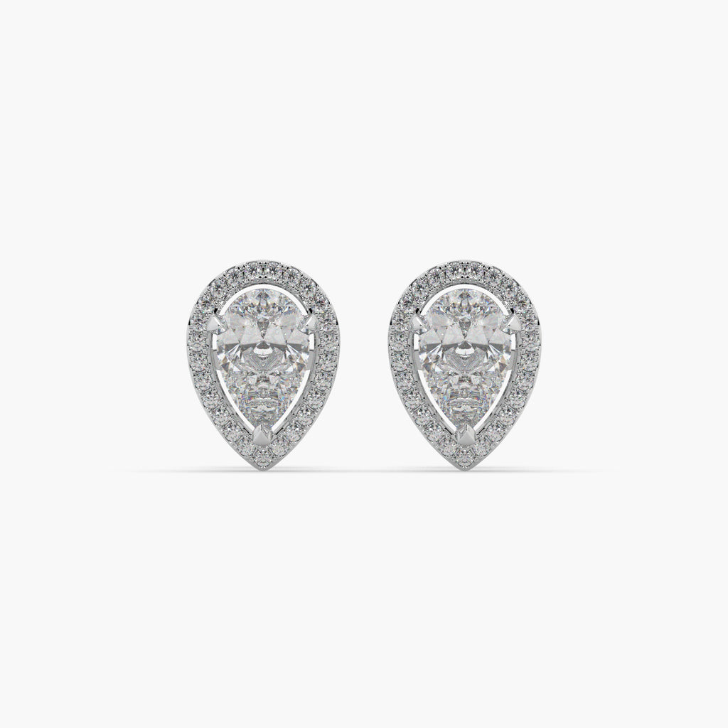 Guru Jewel's Pear Shaped Diamond Studded Silver Earrings For Her