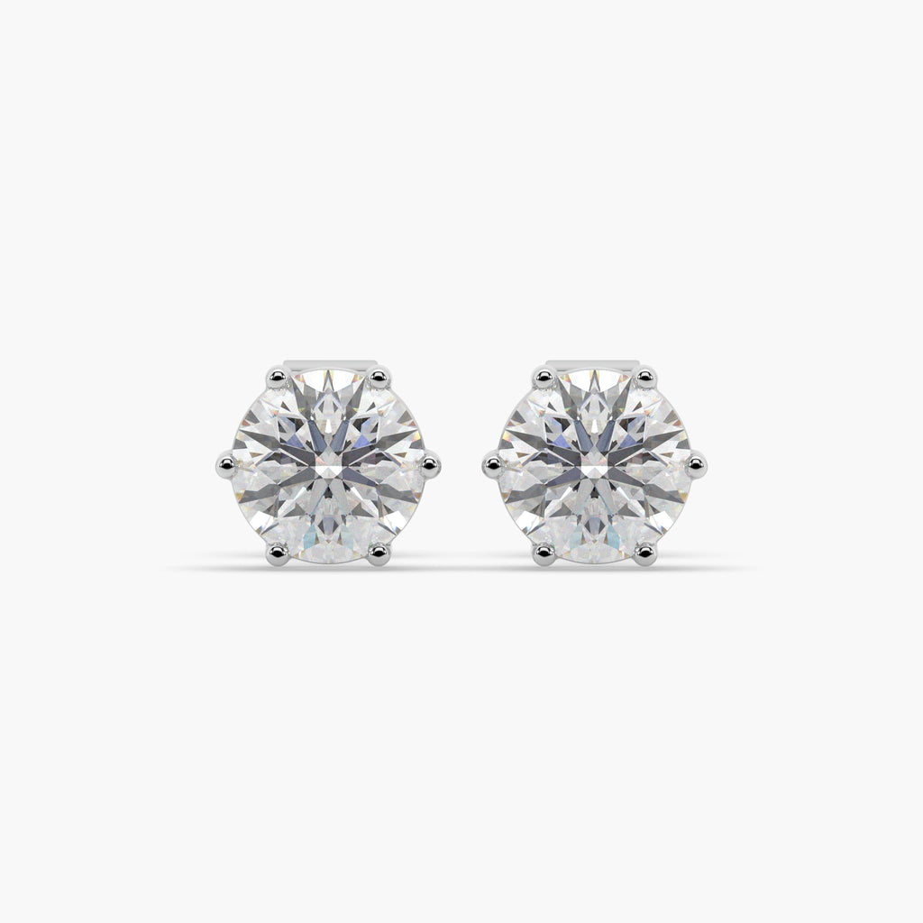 Guru Jewel's Round Solitaire Diamond Studded In Silver Stud Earrings For Her